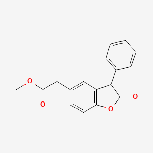 molecular formula C17H14O4 B14431858 2,3-Dihydro-2-oxo-3-phenyl-5-benzofuranacetic acid methyl ester CAS No. 77143-61-4