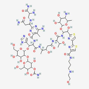 [2-[2-[2-[[6-amino-2-[3-amino-1-[(2,3-diamino-3-oxopropyl)amino]-3-oxopropyl]-5-methylpyrimidine-4-carbonyl]amino]-3-[[5-[[1-[[1-(5-amino-3,4-dihydroxy-6-methyloxan-2-yl)oxy-2-hydroxy-2-[4-[4-[3-(2-hydroxyethylamino)propylcarbamoyl]-1,3-thiazol-2-yl]-1,3-thiazol-2-yl]ethyl]amino]-3-hydroxy-1-oxobutan-2-yl]amino]-3-hydroxy-5-oxopentan-2-yl]amino]-1-(1H-imidazol-5-yl)-3-oxopropoxy]-4,5-dihydroxy-6-(hydroxymethyl)oxan-3-yl]oxy-3,5-dihydroxy-6-(hydroxymethyl)oxan-4-yl] carbamate