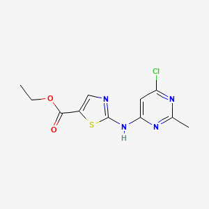 molecular formula C11H11ClN4O2S B1443187 2-(6-氯-2-甲基嘧啶-4-基氨基)噻唑-5-羧酸乙酯 CAS No. 1202357-66-1