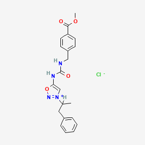 molecular formula C21H23ClN4O4 B14431888 Methyl 4-[[[3-(1-phenylpropan-2-yl)oxadiazol-3-ium-5-yl]carbamoylamino]methyl]benzoate;chloride CAS No. 78915-47-6