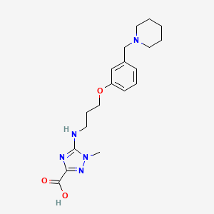 molecular formula C19H27N5O3 B14431931 1-Methyl-5-((3-(3-(1-piperidinylmethyl)phenoxy)propyl)amino)-1H-1,2,4-triazole-3-carboxylic acid CAS No. 80343-52-8