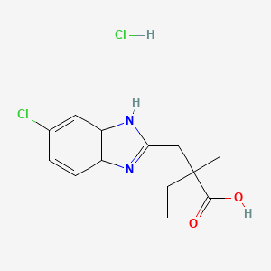 molecular formula C14H18Cl2N2O2 B1443198 2-[(5-氯-1H-1,3-苯并二唑-2-基)甲基]-2-乙基丁酸盐酸盐 CAS No. 1251925-10-6