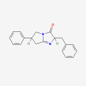 molecular formula C19H18N2O B14432607 2,5,6,7-Tetrahydro-6-phenyl-2-(phenylmethyl)-3H-pyrrolo(1,2-a)imidazol-3-one CAS No. 76696-81-6