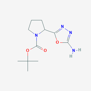 molecular formula C11H18N4O3 B1443282 Tert-butyl 2-(5-amino-1,3,4-oxadiazol-2-yl)pyrrolidine-1-carboxylate CAS No. 887587-93-1