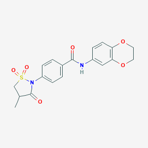 molecular formula C19H18N2O6S B144334 N-(2,3-二氢-1,4-苯并二噁英-6-基)-4-(4-甲基-1,1-二氧化-3-氧代-2-异噻唑烷基)苯甲酰胺 CAS No. 1011702-84-3