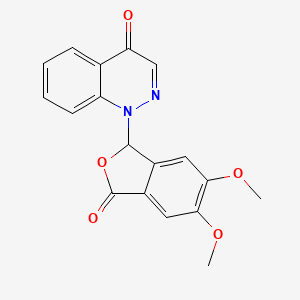 molecular formula C18H14N2O5 B14433405 1-(1,3-Dihydro-5,6-dimethoxy-3-oxoisobenzofuran-1-yl)cinnolin-4(1H)-one CAS No. 81023-04-3