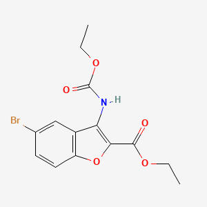 molecular formula C14H14BrNO5 B1443344 Ethyl 5-bromo-3-((ethoxycarbonyl)amino)benzofuran-2-carboxylate CAS No. 1251582-36-1