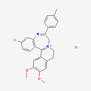 7H-Isoquino(2,1-d)(1,4)benzodiazepin-8-ium, 9,10-dihydro-3-chloro-12,13-dimethoxy-6-(p-tolyl)-, bromide