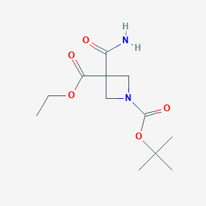 molecular formula C12H20N2O5 B1443354 1-叔丁基 3-乙基 3-氨基羰基氮杂环丁烷-1,3-二羧酸酯 CAS No. 1105663-94-2