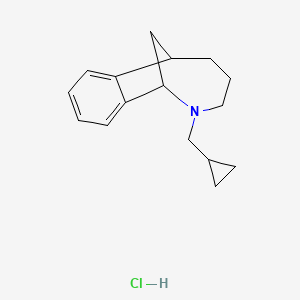 molecular formula C16H22ClN B14433566 2-(Cyclopropylmethyl)-1,2,3,4,5,6-hexahydro-1,6-methano-2-benzazocine hydrochloride CAS No. 76777-02-1