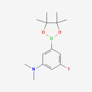 molecular formula C14H21BFNO2 B1443358 3-fluoro-N,N-dimethyl-5-(4,4,5,5-tetramethyl-1,3,2-dioxaborolan-2-yl)aniline CAS No. 1129542-03-5