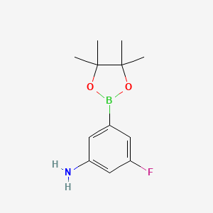 molecular formula C12H17BFNO2 B1443371 3-Fluoro-5-(4,4,5,5-tetramethyl-1,3,2-dioxaborolan-2-yl)aniline CAS No. 710348-95-1