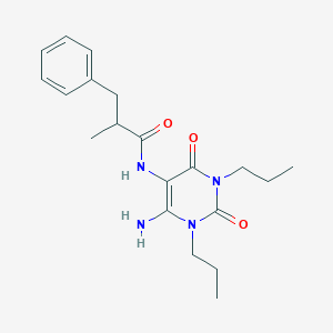 B144339 Benzenepropanamide,  N-(6-amino-1,2,3,4-tetrahydro-2,4-dioxo-1,3-dipropyl-5-pyrimidinyl)--alpha--met CAS No. 130296-14-9