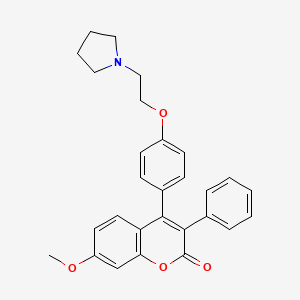 2H-1-Benzopyran-2-one, 7-methoxy-3-phenyl-4-(4-(2-(1-pyrrolidinyl)ethoxy)phenyl)-