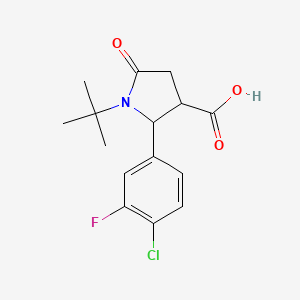 molecular formula C15H17ClFNO3 B1443506 1-叔丁基-2-(4-氯-3-氟苯基)-5-氧代吡咯烷-3-羧酸 CAS No. 1408761-55-6