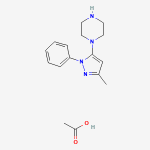 molecular formula C16H22N4O2 B1443516 1-(3-甲基-1-苯基-1H-吡唑-5-基)哌嗪乙酸盐 CAS No. 906093-30-9
