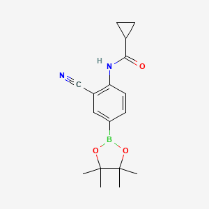 B1443545 (2-Cyano-4-(4,4,5,5-tetramethyl-1,3,2-dioxaborolan-2-yl)phenyl)cyclopropanecarboxamide CAS No. 1403248-60-1