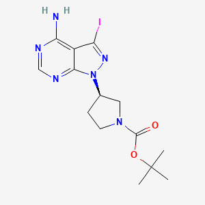 molecular formula C14H19IN6O2 B1443548 (R)-叔丁基 3-(4-氨基-3-碘-1H-吡唑并[3,4-d]嘧啶-1-基)吡咯烷-1-羧酸酯 CAS No. 1422827-96-0