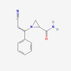 1-(2-Cyano-1-phenylethenyl)aziridine-2-carboxamide