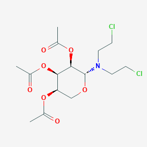 molecular formula C15H23Cl2NO7 B14435644 Ribopyranose, 1-deoxy-1-(bis(2-chloroethyl)amino)-2,3,4-O-tetraacetyl-, beta-D- CAS No. 74427-66-0