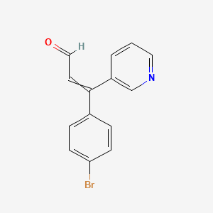 molecular formula C14H10BrNO B14435689 3-(4-Bromophenyl)-3-(pyridin-3-yl)prop-2-enal CAS No. 77470-68-9