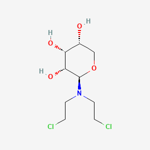 molecular formula C9H17Cl2NO4 B14435691 Ribopyranose, 1-deoxy-1-(bis(2-chloroethyl)amino)-, beta-D- CAS No. 74427-65-9