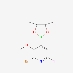 B1443583 2-Bromo-6-iodo-3-methoxy-4-(4,4,5,5-tetramethyl-1,3,2-dioxaborolan-2-yl)pyridine CAS No. 2096996-92-6