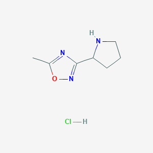 molecular formula C7H12ClN3O B1443587 5-甲基-3-(吡咯烷-2-基)-1,2,4-恶二唑盐酸盐 CAS No. 1361116-53-1