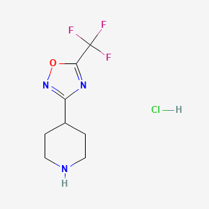 molecular formula C8H11ClF3N3O B1443588 4-[5-(三氟甲基)-1,2,4-恶二唑-3-基]哌啶盐酸盐 CAS No. 1351499-82-5