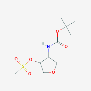 B1443618 4-(Tert-butoxycarbonylamino)tetrahydrofuran-3-YL methanesulfonate CAS No. 1391732-77-6