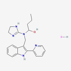 1-Butanol, 1-((4,5-dihydro-1H-imidazol-2-yl)((2-(2-pyridinyl)-1H-indol-3-yl)methyl)amino)-, monohydroiodide