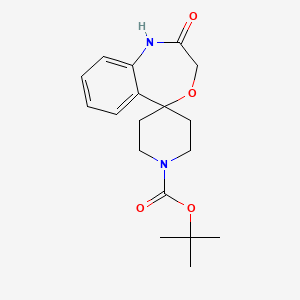 molecular formula C18H24N2O4 B1443656 叔丁酸2-氧代-2,3-二氢-1H-螺[苯并[e][1,4]恶杂环-5,4'-哌啶]-1'-羧酸酯 CAS No. 1251001-25-8