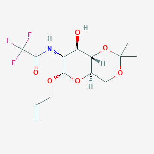 molecular formula C14H20F3NO6 B144366 2-脱氧-4,6-O-异丙基-2-(三氟乙酰胺)-α-D-吡喃葡萄糖苷烯丙酯 CAS No. 139629-59-7