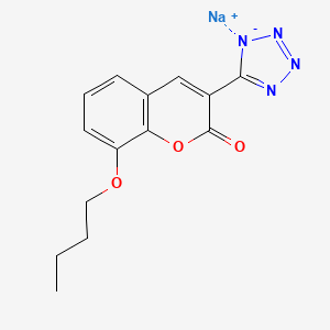 molecular formula C14H13N4NaO3 B14436626 2H-1-Benzopyran-2-one, 8-butoxy-3-(1H-tetrazol-5-yl)-, sodium salt CAS No. 76239-51-5