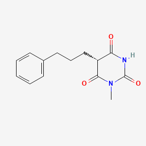 molecular formula C14H16N2O3 B14436693 (5R)-1-Methyl-5-(3-phenylpropyl)pyrimidine-2,4,6(1H,3H,5H)-trione CAS No. 77515-08-3