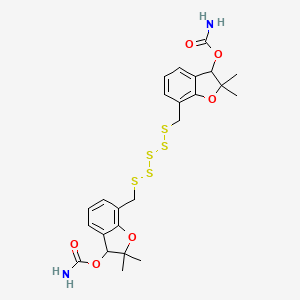 molecular formula C24H28N2O6S5 B14436720 Carbamic acid, pentathiobis(methyl-, bis(2,3-dihydro-2,2-dimethyl-7-benzofuranyl) ester CAS No. 78081-82-0