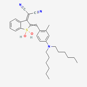 molecular formula C31H39N3O2S B14437071 2-[2-[[4-(Dihexylamino)-2-methylphenyl]methylidene]-1,1-dihydroxy-1-benzothiophen-3-ylidene]propanedinitrile 