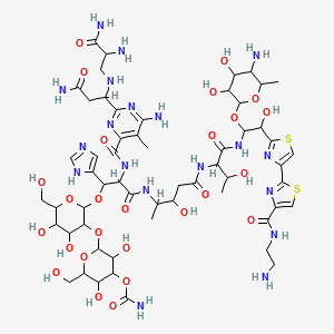 [2-[2-[2-[[6-amino-2-[3-amino-1-[(2,3-diamino-3-oxopropyl)amino]-3-oxopropyl]-5-methylpyrimidine-4-carbonyl]amino]-3-[[5-[[1-[[1-(5-amino-3,4-dihydroxy-6-methyloxan-2-yl)oxy-2-[4-[4-(2-aminoethylcarbamoyl)-1,3-thiazol-2-yl]-1,3-thiazol-2-yl]-2-hydroxyethyl]amino]-3-hydroxy-1-oxobutan-2-yl]amino]-3-hydroxy-5-oxopentan-2-yl]amino]-1-(1H-imidazol-5-yl)-3-oxopropoxy]-4,5-dihydroxy-6-(hydroxymethyl)oxan-3-yl]oxy-3,5-dihydroxy-6-(hydroxymethyl)oxan-4-yl] carbamate