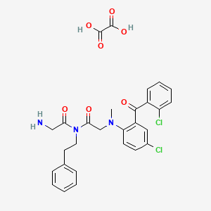 2-amino-N-[2-[4-chloro-2-(2-chlorobenzoyl)-N-methylanilino]acetyl]-N-(2-phenylethyl)acetamide;oxalic acid