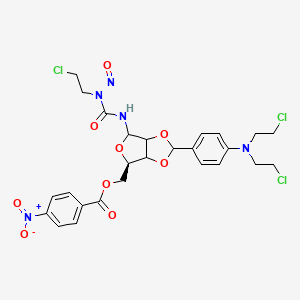 molecular formula C26H28Cl3N5O9 B14438187 [(6R)-2-[4-[bis(2-chloroethyl)amino]phenyl]-4-[[2-chloroethyl(nitroso)carbamoyl]amino]-3a,4,6,6a-tetrahydrofuro[3,4-d][1,3]dioxol-6-yl]methyl 4-nitrobenzoate CAS No. 74692-70-9