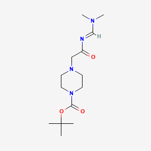 molecular formula C14H26N4O3 B1443828 tert-butyl 4-(2-{[(1E)-(dimethylamino)methylene]amino}-2-oxoethyl)piperazine-1-carboxylate CAS No. 1417368-22-9