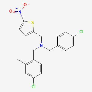 molecular formula C20H18Cl2N2O2S B1443831 N-[(4-chloro-2-methylphenyl)methyl]-1-(4-chlorophenyl)-N-[(5-nitrothiophen-2-yl)methyl]methanamine CAS No. 1438071-12-5