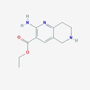 molecular formula C11H15N3O2 B1443833 Ethyl 2-amino-5,6,7,8-tetrahydro-1,6-naphthyridine-3-carboxylate CAS No. 1211532-57-8
