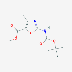 molecular formula C11H16N2O5 B1443836 2-tert-Butoxycarbonylamino-4-methyl-oxazole-5-carboxylic acid methyl ester CAS No. 1311278-29-1