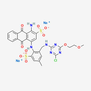 2-Anthracenesulfonic acid, 1-amino-4-((2-(((4-chloro-6-(2-methoxyethoxy)-1,3,5-triazin-2-yl)amino)methyl)-4-methyl-6-sulfophenyl)amino)-9,10-dihydro-9,10-dioxo-, disodium salt