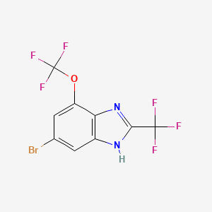 molecular formula C9H3BrF6N2O B1444039 6-Bromo-4-(trifluoromethoxy)-2-(trifluoromethyl)-1H-benzimidazole CAS No. 1417341-58-2