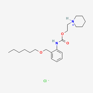 molecular formula C21H35ClN2O3 B14440420 2-Piperidinoethyl o-((hexyloxy)methyl)carbanilate hydrochloride CAS No. 80189-41-9