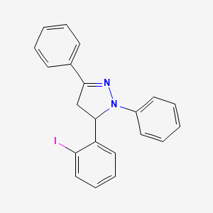 molecular formula C21H17IN2 B14440445 5-(2-Iodophenyl)-1,3-diphenyl-4,5-dihydro-1H-pyrazole CAS No. 76954-14-8