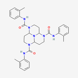 molecular formula C33H39N7O3 B14440572 1,4,7,9b-Tetraazaphenalene, dodecahydro-1,4,7-tris(o-tolylcarbamoyl)- CAS No. 74039-53-5