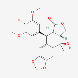 molecular formula C23H24O8 B14440638 (5R,5aR,8aR,9R)-5-hydroxy-5-methyl-9-(3,4,5-trimethoxyphenyl)-5a,6,8a,9-tetrahydro-[2]benzofuro[6,5-f][1,3]benzodioxol-8-one CAS No. 78215-93-7